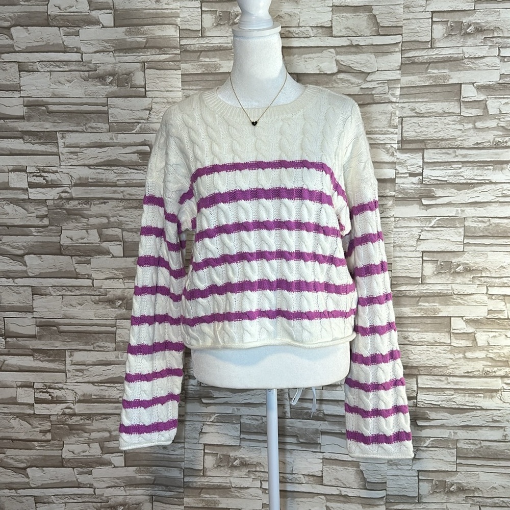 HIPPIE ROSE Médium Cable Knit Crop Sweater